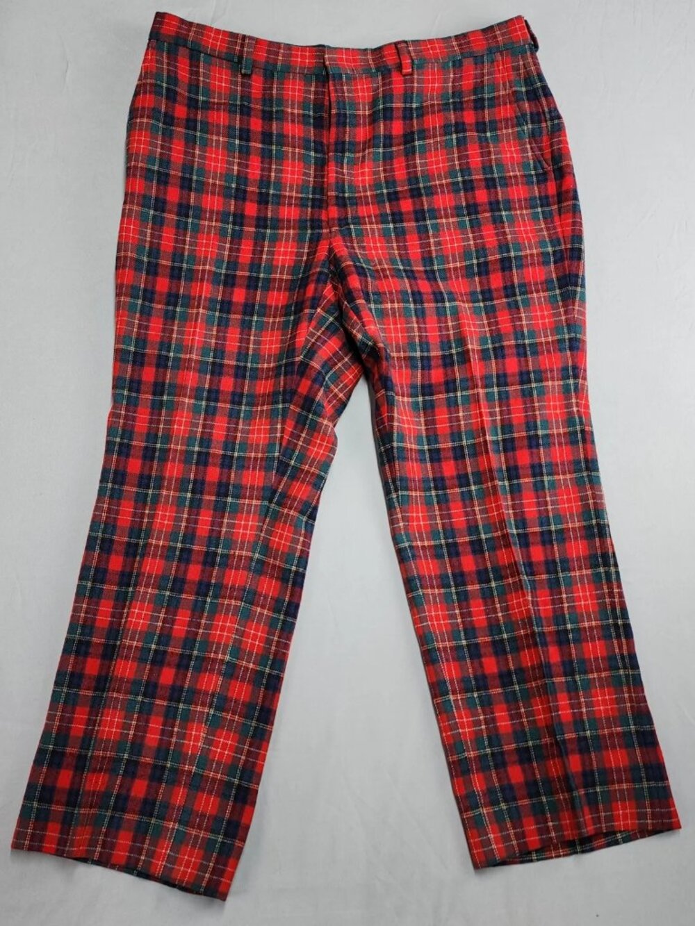 Pendleton Mens 40x27 Red Plaid 100% Virgin Wool Dress Pants Vintage USA